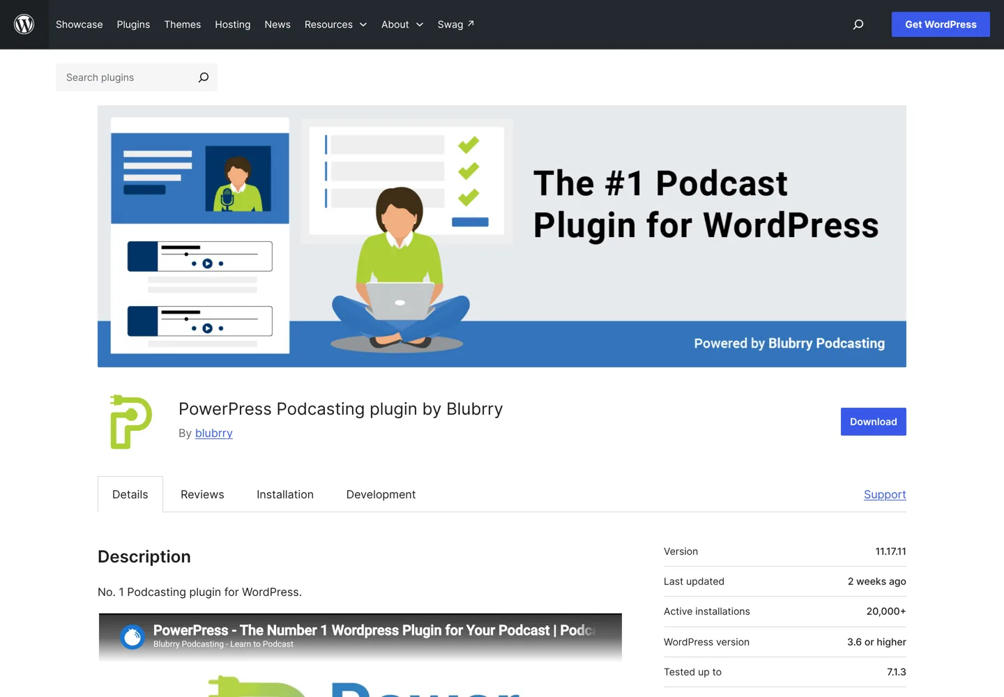 Screenshot of the PowerPress plugin page on WordPress.org.