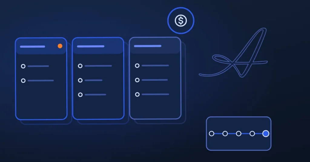 Line drawing of a web page with text lines and highlighted ad blocks, in the site's midnight and blue style