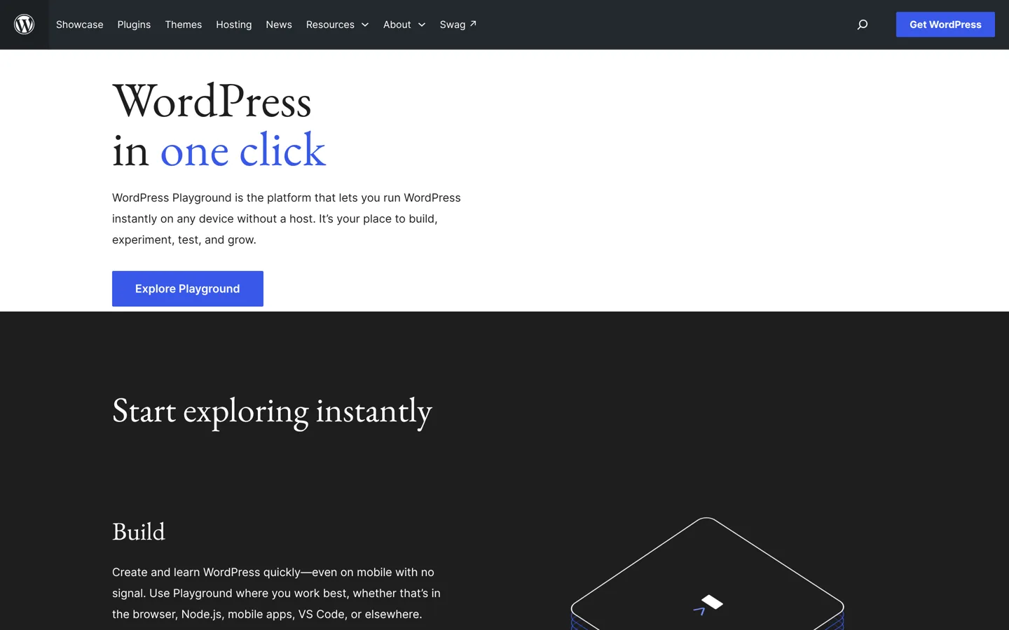 Screenshot of the WordPress Playground page on WordPress.org.