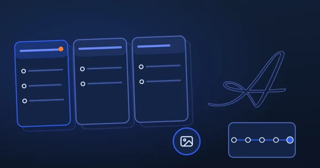 Line drawing of two compared options beside the site's A, in midnight and blue