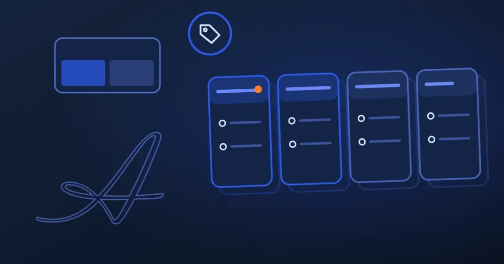 Line drawing of side-by-side comparison panels beside the site's A, in midnight and blue