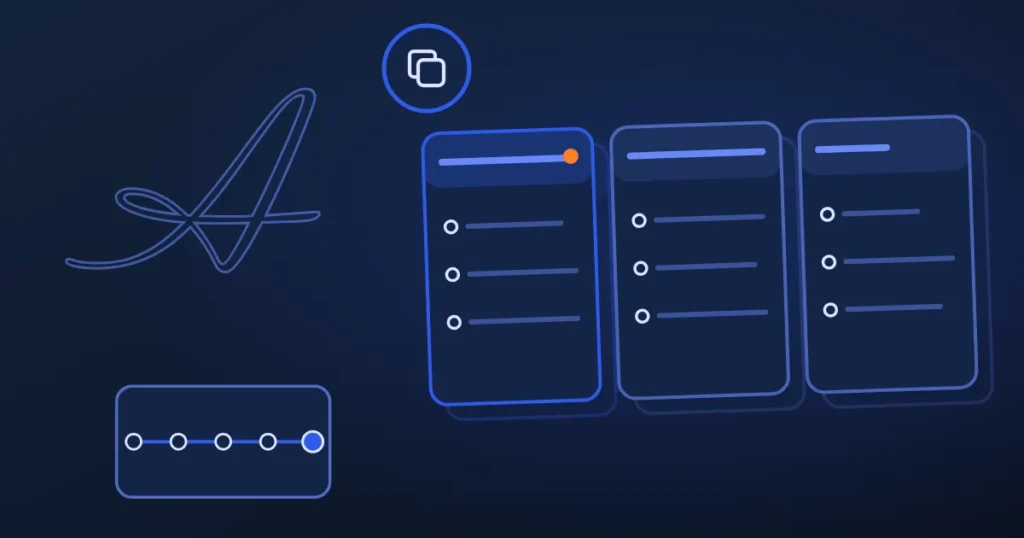 Line drawing of two servers in sync beside the site's A, in midnight and blue