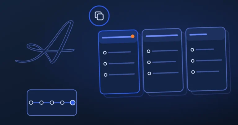 Line drawing of two servers in sync beside the site's A, in midnight and blue
