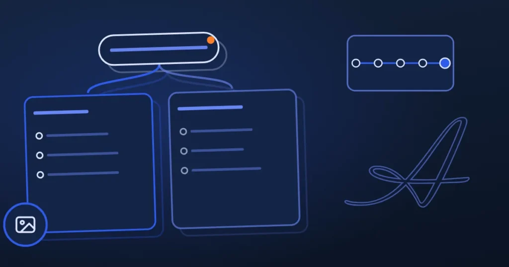Line drawing of two compared options beside the site's A, in midnight and blue
