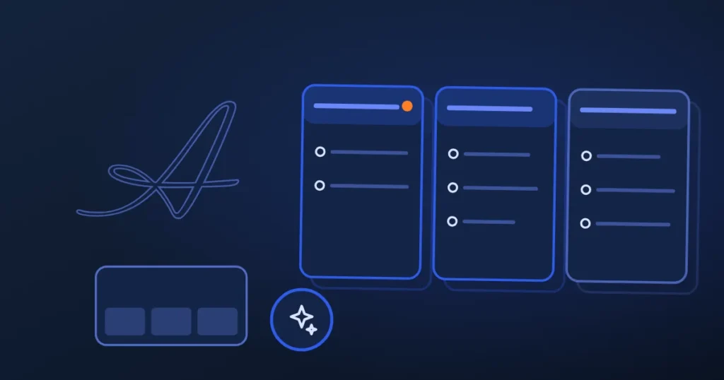 Line drawing of side-by-side comparison panels beside the site's A, in midnight and blue