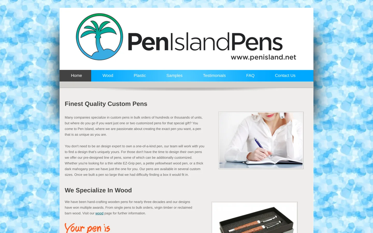 Screenshot of the Pen Island Pens website at penisland.net.